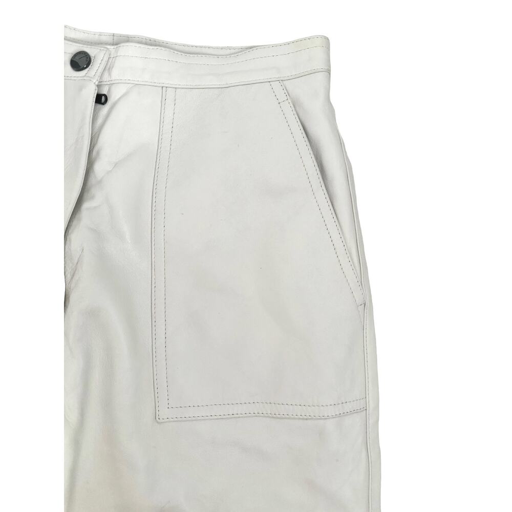 Longchamp White Italian Lamb Leather Pants Tapered Joggers High Rise Pants Sz 36 - Picture 9 of 15